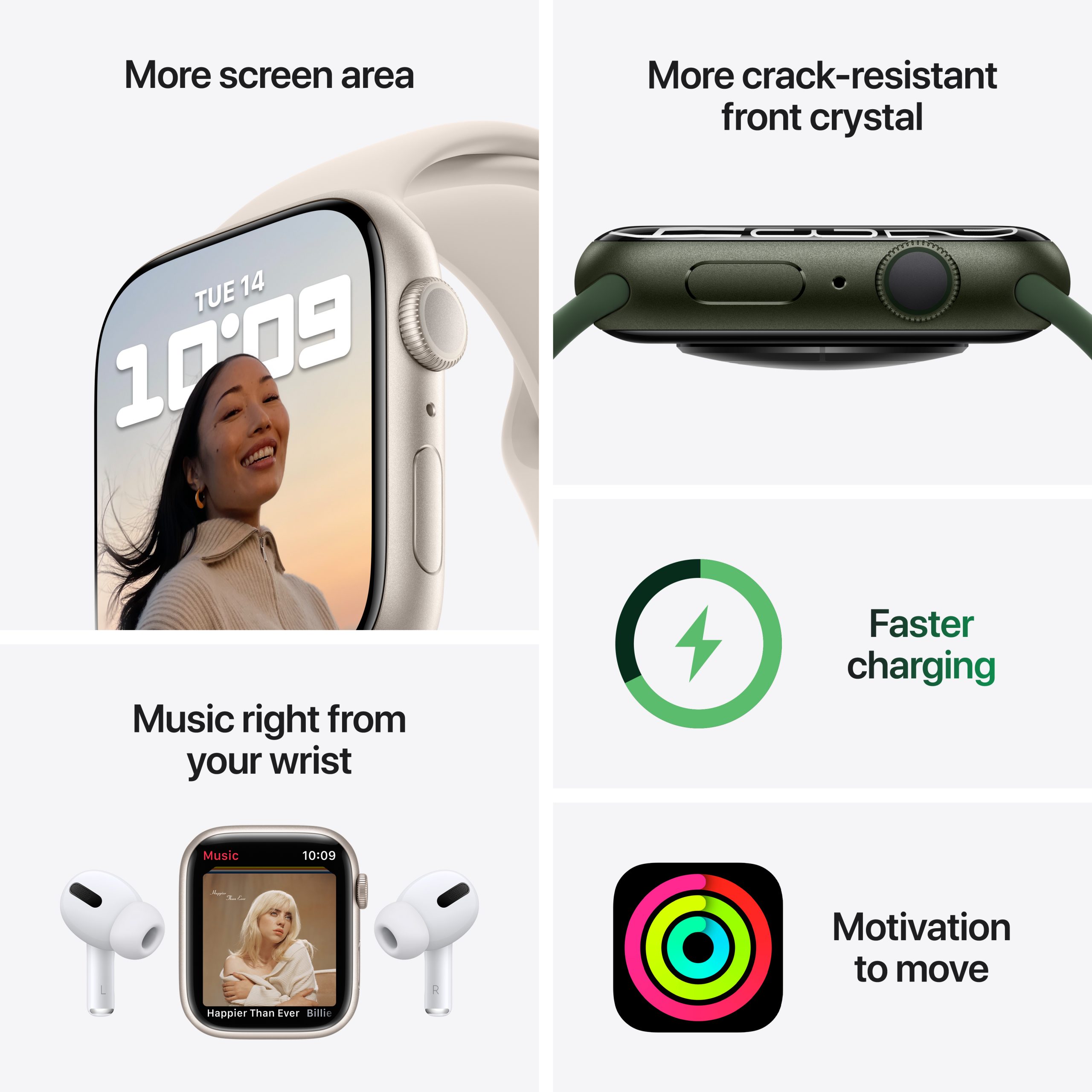 Apple Watch Series 7 GPS, Green Aluminium Case with Clover Sport Band ...
