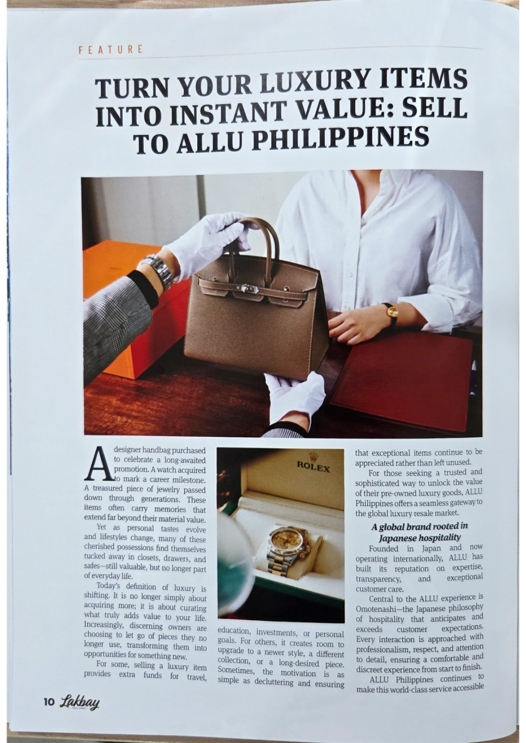 ALLU Philippines feature in Lakbay Magazine - Turn Your Luxury Items Into Instant Value